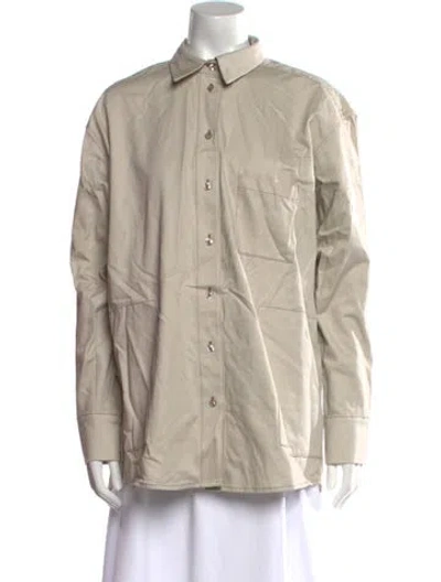 Pre-owned Paris Georgia Long Sleeve Button-up Top In Neutral