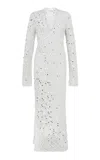 Paris Georgia Lucia Sequined-crochet Maxi Dress In Off-white