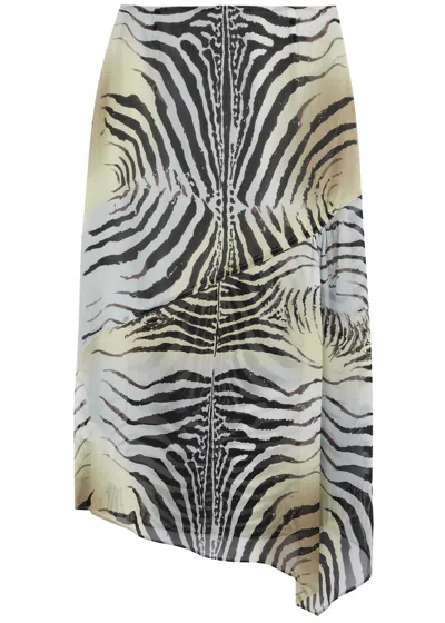 Paris Georgia Mae Zebra-print Silk-chiffon Midi Skirt In Black