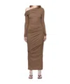 Paris Georgia Elemental Manahou One-shoulder Midi Dress In Brown