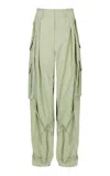 Paris Georgia Melissa Pleated Cotton Pants In Green