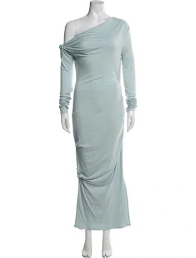 Pre-owned Paris Georgia Merino Wool Long Dress W/ Tags In Blue