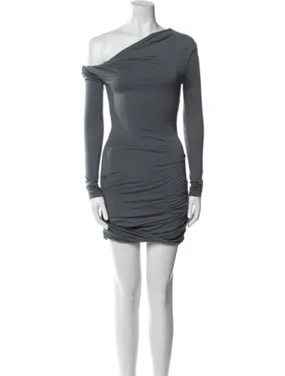 Pre-owned Paris Georgia Merino Wool Midi Length Dress W/ Tags In Gray