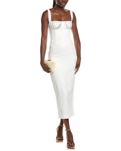 Paris Georgia Micah Linen-blend Midi Dress In White