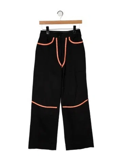 Pre-owned Paris Georgia Mid-rise Wide Leg Jeans In Black