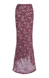 Paris Georgia Milly Floral Silk Maxi Skirt In Burgundy