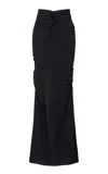 Paris Georgia Minimal Ruffled Stretch Maxi Skirt In Black