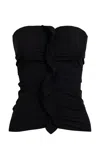 Paris Georgia Minimal Ruffled Stretch Tube Top In Black