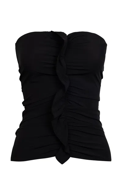 Paris Georgia Minimal Ruffled Stretch Tube Top In Black
