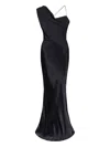Paris Georgia Minka Asymmetrical Draped Gown In Black