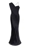 Paris Georgia Minka Open Back Satin Dress In Black