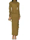 Paris Georgia Mira Long Sleeve Maxi Dress In Olive Green In Green