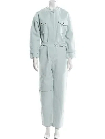 Pre-owned Paris Georgia Mock Neck Jumpsuit In Blue