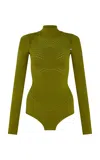 Paris Georgia Mona Knitted Bodysuit In Olive