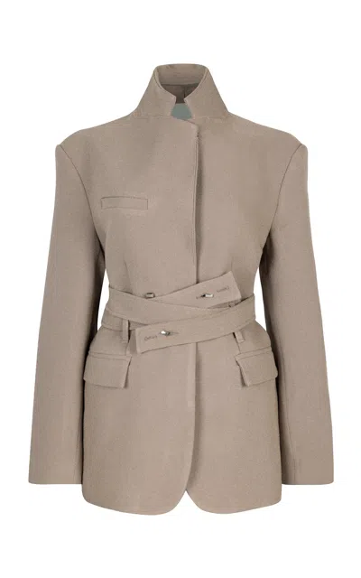 Paris Georgia Nala Belted Crepe Blazer In Grey