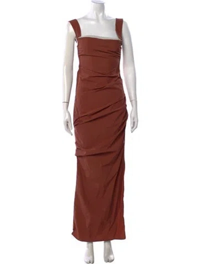 Pre-owned Paris Georgia Nylon Long Dress In Brown