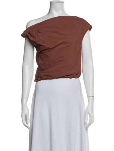 Pre-owned Paris Georgia Nylon Off-the-shoulder Top In Red