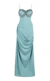 Paris Georgia Odette Fringed Matte Jersey Dress In Blue