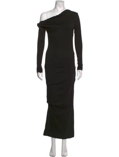 Pre-owned Paris Georgia Off-the-shoulder Long Dress In Black