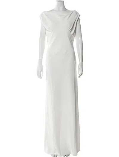 Pre-owned Paris Georgia Off-the-shoulder Long Dress In White