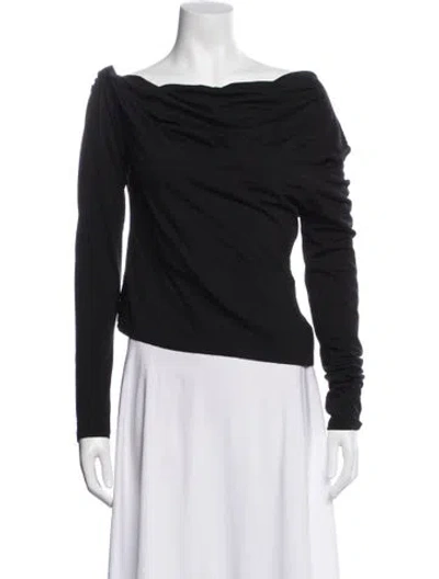 Pre-owned Paris Georgia Off-the-shoulder Long Sleeve Top In Black