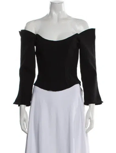 Pre-owned Paris Georgia Off-the-shoulder Long Sleeve Top In Black