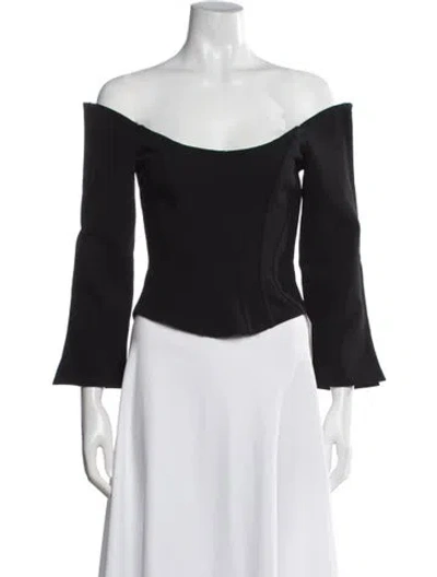 Pre-owned Paris Georgia Off-the-shoulder Long Sleeve Top W/ Tags In Blue