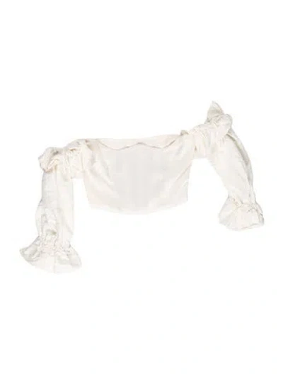 Pre-owned Paris Georgia Off-the-shoulder Long Sleeve Top In White
