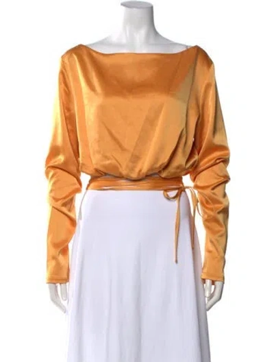 Pre-owned Paris Georgia Off-the-shoulder Long Sleeve Top In Yellow