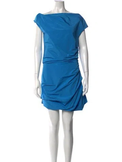 Pre-owned Paris Georgia Off-the-shoulder Mini Dress In Blue