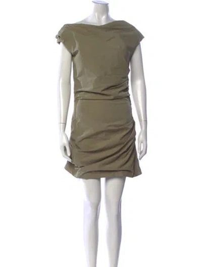 Pre-owned Paris Georgia Off-the-shoulder Mini Dress In Green