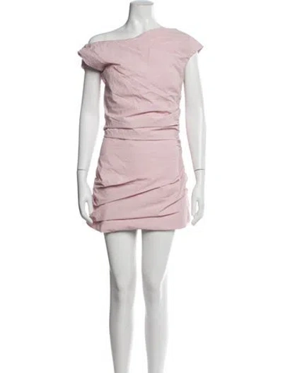Pre-owned Paris Georgia Off-the-shoulder Mini Dress In Pink