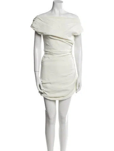 Pre-owned Paris Georgia Off-the-shoulder Mini Dress In White