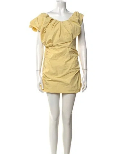 Pre-owned Paris Georgia Off-the-shoulder Mini Dress In Yellow