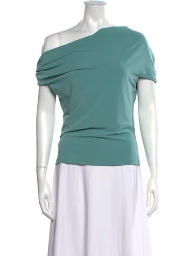 Pre-owned Paris Georgia Off-the-shoulder Short Sleeve Top In Green