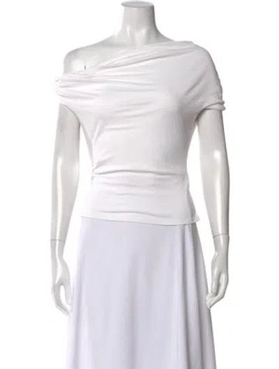 Pre-owned Paris Georgia Off-the-shoulder Short Sleeve Top In White