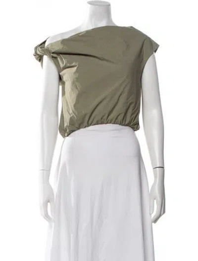 Pre-owned Paris Georgia Off-the-shoulder Sleeveless Crop Top In Green