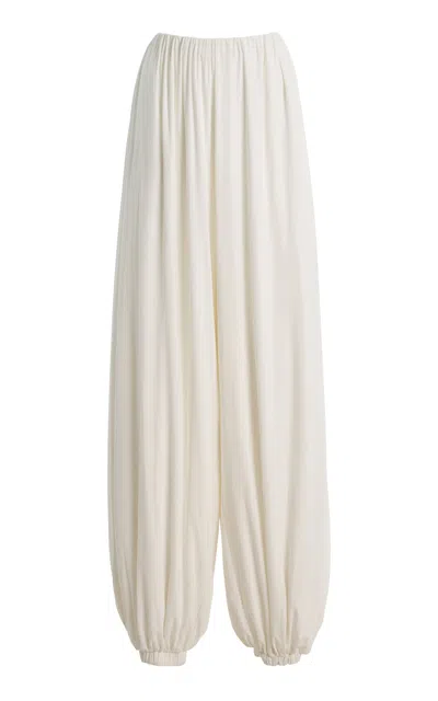 Paris Georgia Olive Pleated Wide-leg Pants In White