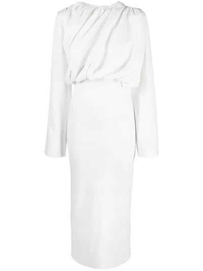 Paris Georgia Ollie Draped Dobby Midi Dress In White