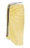Paris Georgia Ollie Ruched Satin Skirt In Yellow