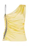 Paris Georgia Ollie Ruched Satin Top In Yellow