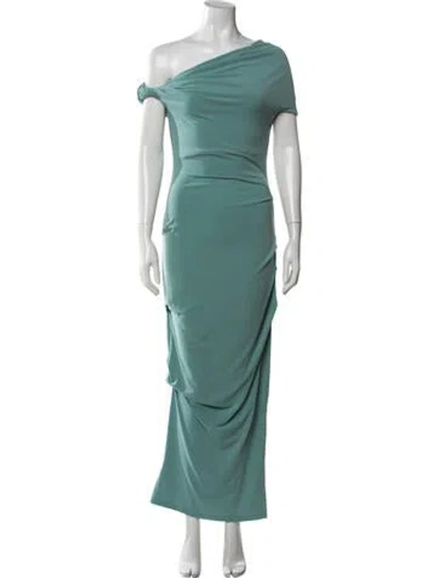 Pre-owned Paris Georgia One-shoulder Long Dress In Green