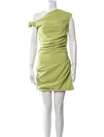 Pre-owned Paris Georgia One-shoulder Mini Dress In Green