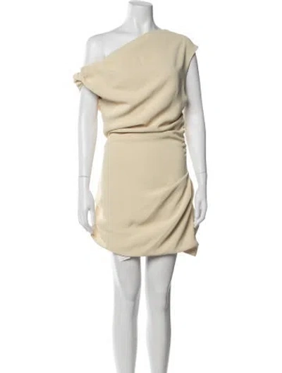 Pre-owned Paris Georgia One-shoulder Mini Dress In Neutrals