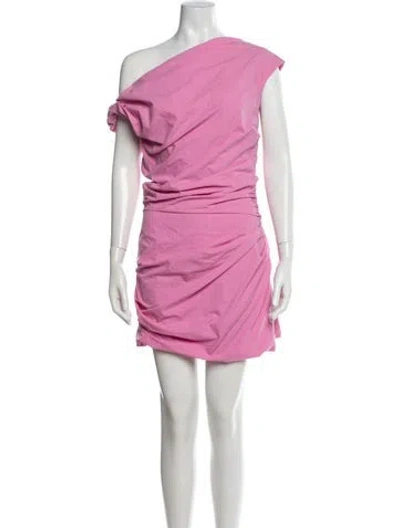 Pre-owned Paris Georgia One-shoulder Mini Dress In Pink