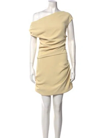 Pre-owned Paris Georgia One-shoulder Mini Dress In Yellow