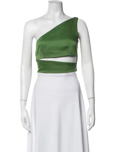 Pre-owned Paris Georgia One-shoulder Sleeveless Crop Top In Green