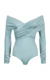 Paris Georgia Otto Off-the-shoulder Bodysuit In Blue