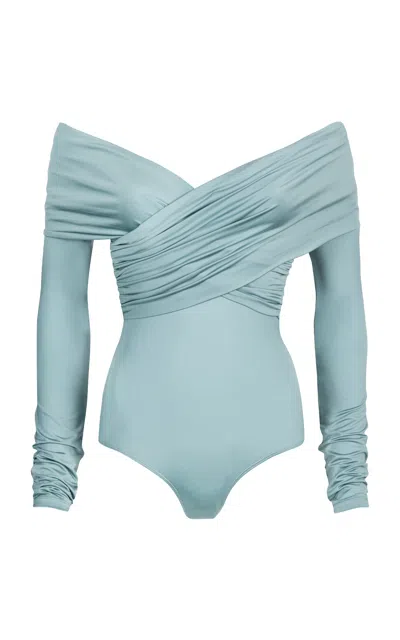 Paris Georgia Otto Off-the-shoulder Bodysuit In Blue