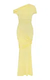 Paris Georgia Pascal Asymmetric Shoulder Jersey Dress In Yellow